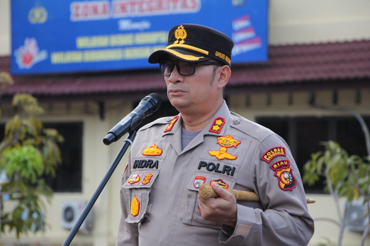 Kapolres Bengkalis AKBP Indra Wijatmiko,S.I.K Pimpin Apel Penanganan Bencana Alam Kabupaten Bengkalis 2022
